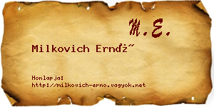 Milkovich Ernő névjegykártya