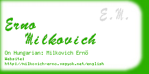 erno milkovich business card