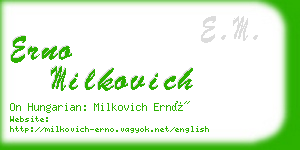 erno milkovich business card